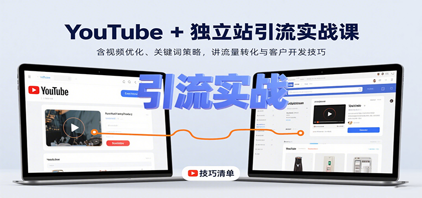 YouTube+独立站引流实战课:含视频优化、关键词策略,讲流量转化与客户开发技巧-大可网创