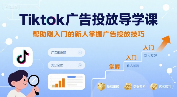 Tiktok广告投放导学课,帮助刚入门的新人掌握广告投放技巧-大可网创