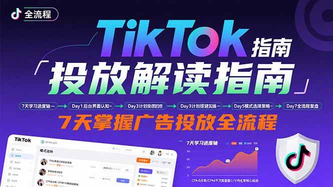 (15753期)TikTok投放解读指南:后台操作/计划建立/模式选择,7天掌握广告投放全流程-大可网创
