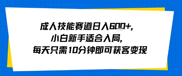 成人技能赛道日入多张,小白新手适合入局,每天只需10分钟即可获客变现-大可网创