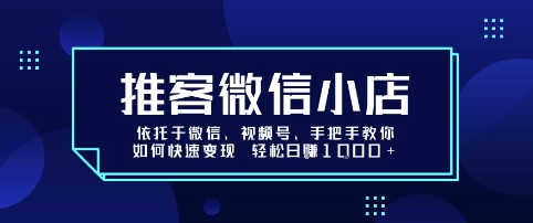 推客微信小店依托于微信、视频号,手把手教你如何快速变现 轻松日入1k+【揭秘】-大可网创