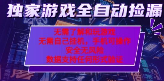 游戏全自动捡漏项目,最新独家玩法,每天操作几十分钟,无任何难度,当天见收益【揭秘】-大可网创