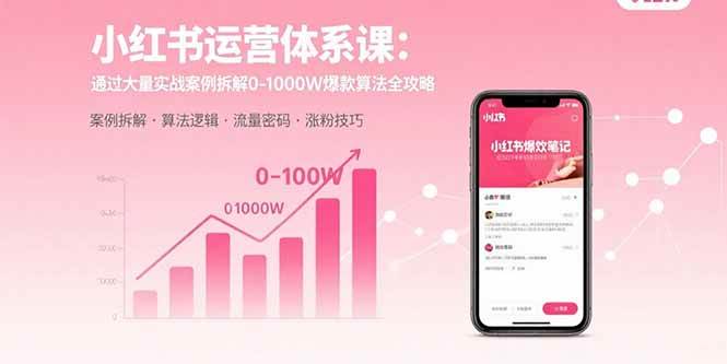 (15792期)小红书运营体系课:通过大量实战案例拆解0-1000W爆款算法全攻略-大可网创