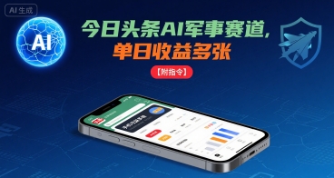 今日头条AI军事赛道,单日收益多张 ,手机可做【附指令】-大可网创