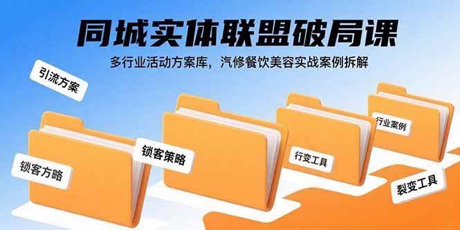 (15833期)同城实体联盟破局课,多行业活动方案库,汽修餐饮美容实战案例拆解-大可网创