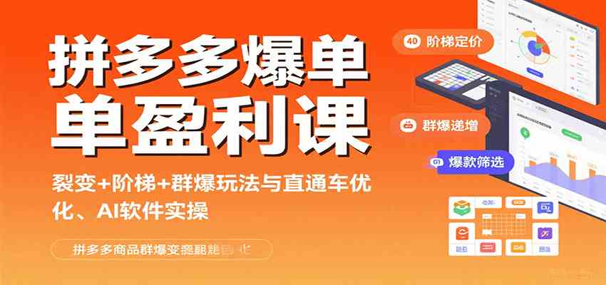 拼多多爆单盈利课:裂变+阶梯+群爆玩法与直通车优化、AI 软件实操-大可网创