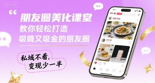 朋友圈美化课堂,教你轻松打造,吸睛又吸金的朋友圈,私域不看,变现少一半-大可网创