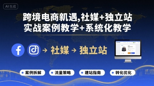 跨境电商新机遇,社媒+独立站,实战案例教学+系统化教学-大可网创