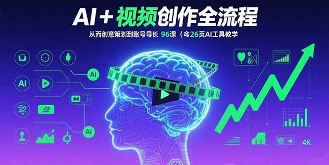 (15869期)AI+短视频创作全流程:从创意策划到账号增长,96节课(含26项AI工具教学)-大可网创
