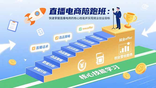 (15900期)直播电商陪跑班:快速掌握直播电商的核心技能并实现就业/创业目标-大可网创