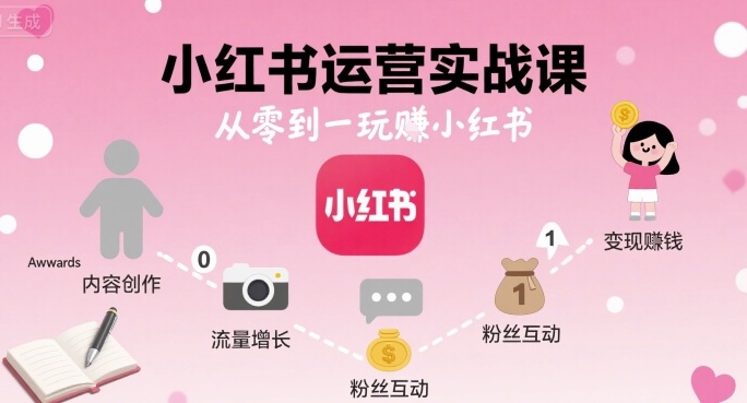 小红书运营实战课,从零到一玩賺小红书-大可网创