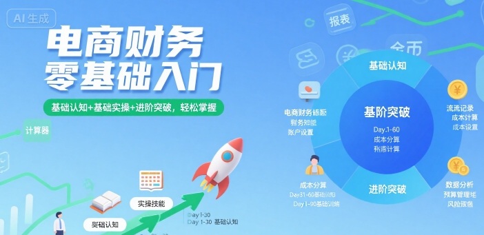 电商财务零基础入门,基础认知+基础实操+进阶突破,轻松掌握-大可网创