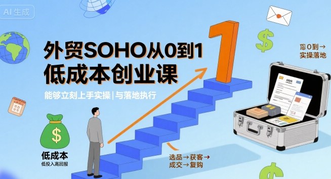 外贸SOHO从0到1低成本创业课,能够立刻上手实操与落地执行-大可网创