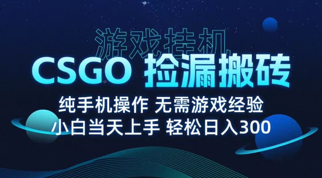 9月最新游戏搬砖,CSGO纯挂机,不需要玩游戏,实现真挂机,月入1W+-大可网创