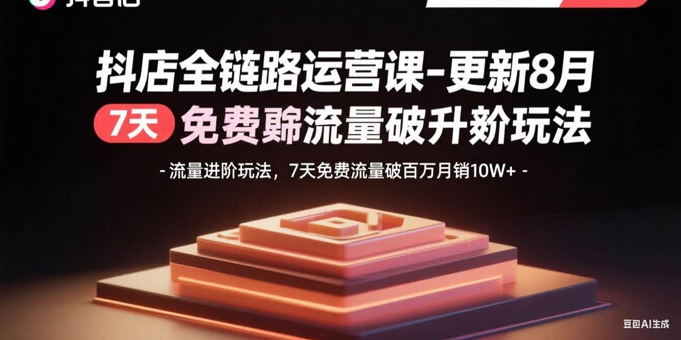 (15918期)抖店全链路运营课-更新8月:流量进阶玩法,7天免费流量破百万月销10W+-大可网创