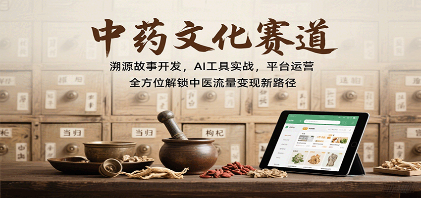 中药文化赛道:溯源故事开发,AI工具实战,平台运营,全方位解锁中医流量变现新路径-大可网创