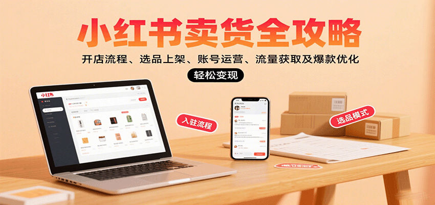 小红书卖货全攻略:开店流程、选品上架、账号运营、流量获取及爆款优化,轻松变现-大可网创
