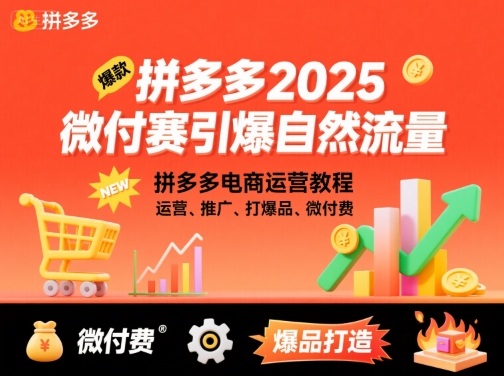 拼多多2025微付赛引爆自然流量,拼多多电商运营教程,运营、推广、打爆品、微付费-大可网创