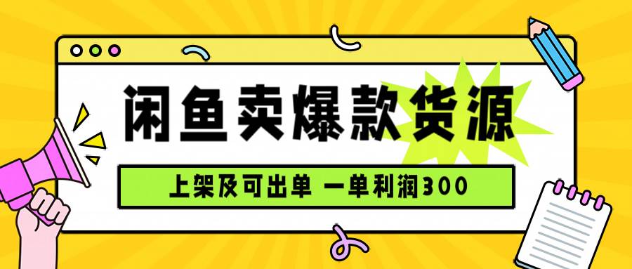 (15977期)闲鱼卖爆款货源,每天利润1000,上架即出单-大可网创