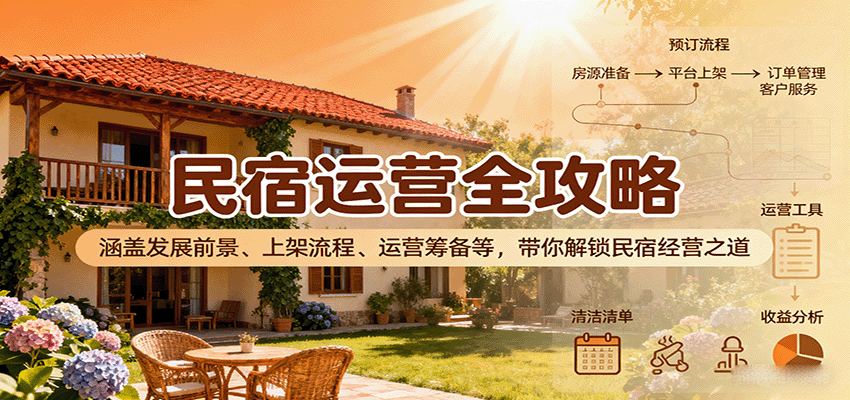 民宿运营全攻略:涵盖发展前景、上架流程、运营筹备等,带你解锁民宿经营之道-大可网创