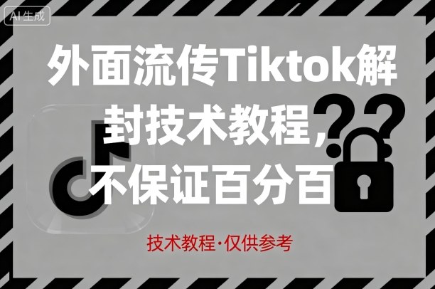 外面流传Tiktok解封技术教程,不保证百分百,具体自测-大可网创
