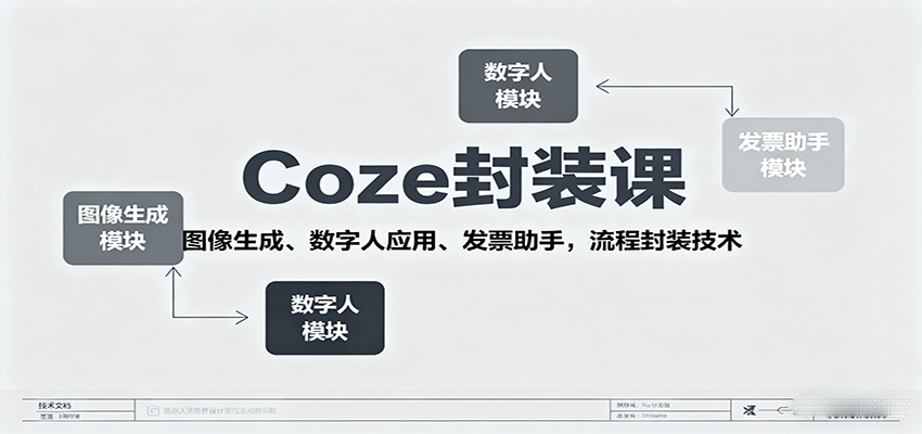 Coze封装课,图像生成、数字人应用、发票助手,流程封装技术-大可网创