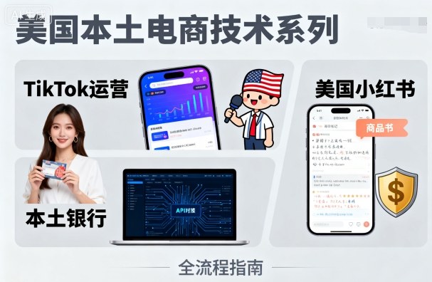 美国本土电商技术,Tiktok 运营篇+美国小红书篇+本土银行篇-大可网创