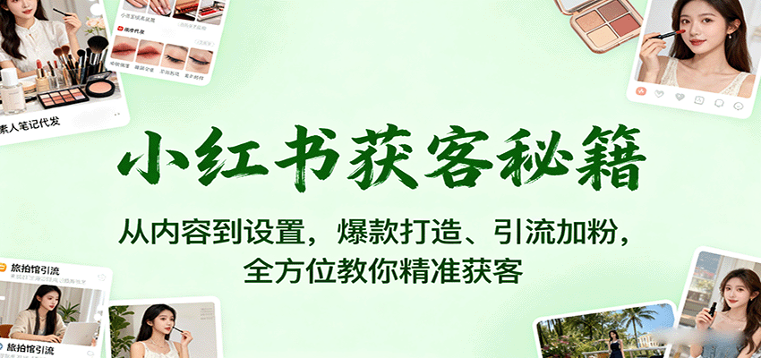 小红书获客秘籍:从内容到设置,爆款打造、引流加粉,全方位教你精准获客-大可网创