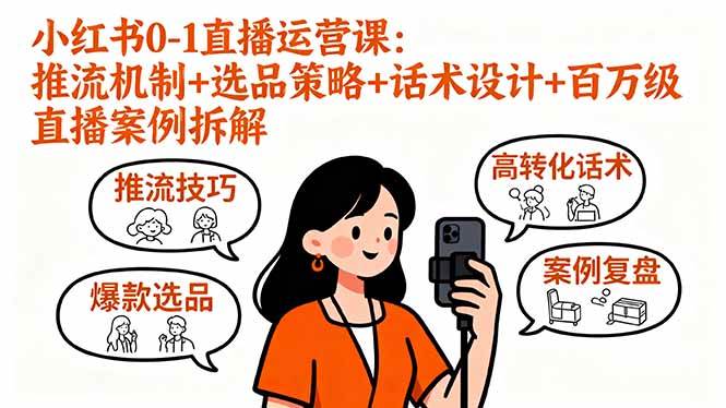 (16002期)小红书0-1直播运营课:推流机制+选品策略+话术设计+百万级直播案例拆解-大可网创