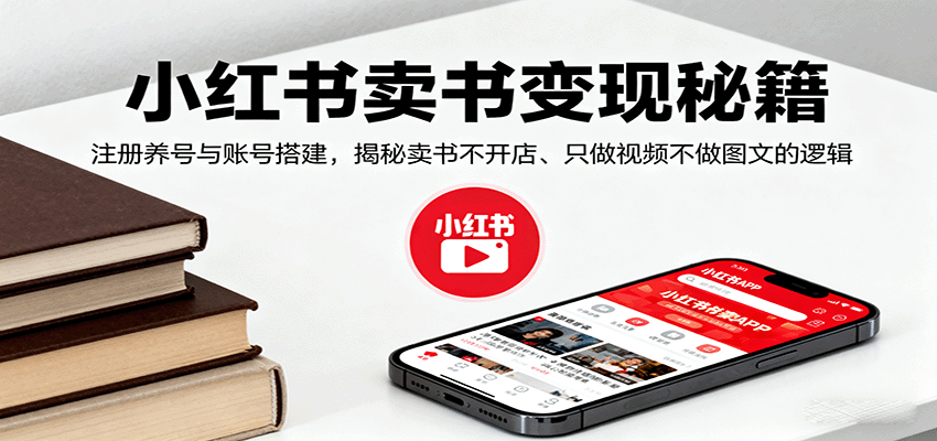 小红书卖书变现秘籍,注册养号与账号搭建,揭秘卖书不开店、只做视频不做图文的逻辑-大可网创