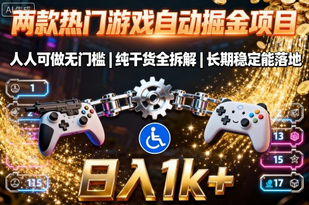 两款热门游戏自动掘金项目,人人可做无门槛,纯干货全拆解,长期稳定能落地,日入1k+【揭秘】-大可网创