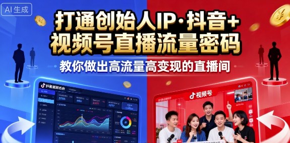 25年直播9-10两期线下课,打通创始人IP,抖音+视频号直播流量密码,教你做出高流量高变现的直播间-大可网创