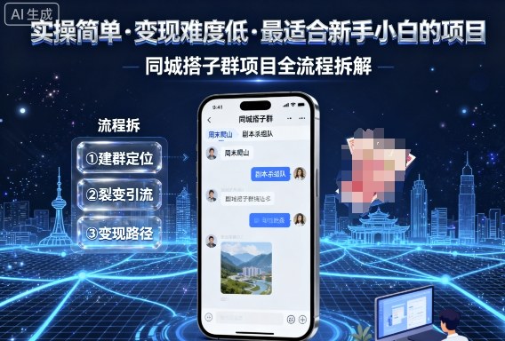 实操简单,变现难度低,最适合新手小白做的项目,每天轻松收入3张,同城搭子群项目全流程拆解-大可网创