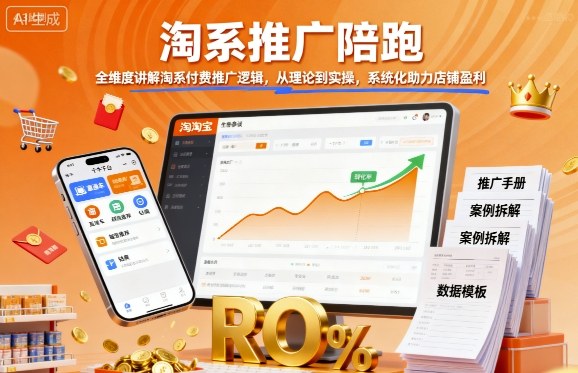 淘系推广陪跑,全维度讲解淘系付费推广逻辑,从理论到实操,系统化助力店铺盈利-大可网创