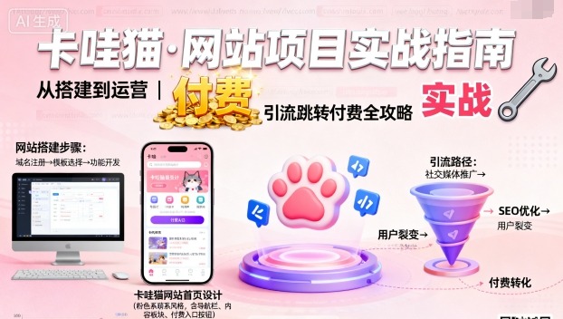 卡哇猫·网站项目,网站搭建与运营以及引流跳转付费-大可网创
