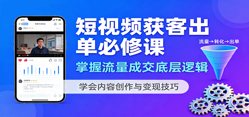 短视频获客出单必修课:掌握流量成交底层逻辑,学会内容创作与变现技巧-大可网创