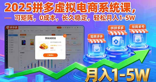 (16088期)2025拼多多虚拟电商系统课,可矩阵,0成本,长久稳定,轻松月入1-5W-大可网创