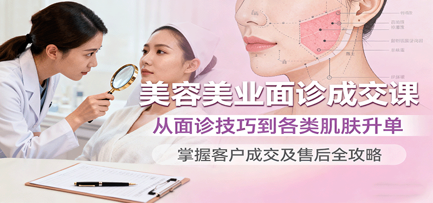 美容美业面诊成交课,从面诊技巧到各类肌肤升单,掌握客户成交及售后全攻略-大可网创