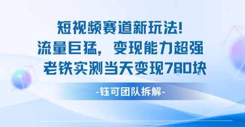 新赛道新玩法流量巨猛变现能力超强老铁实测当天变现7张-大可网创