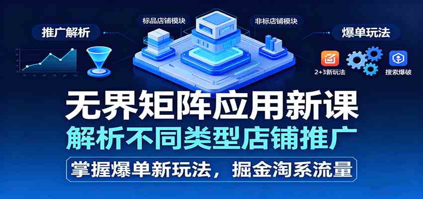 无界矩阵应用新课,解析不同类型店铺推广,掌握爆单新玩法,掘金淘系流量-大可网创