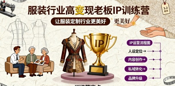 服装行业高变现老板IP训练营,让服装定制行业更美好-大可网创