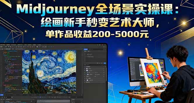 (16125期)Midjourney全场景实操课:绘画新手秒变艺术大师,单作品收益200-5000元-大可网创