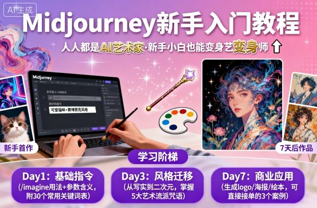 midjourney新手入门教程:人人都是AI艺术家,新手小白也能变身艺术大师-大可网创