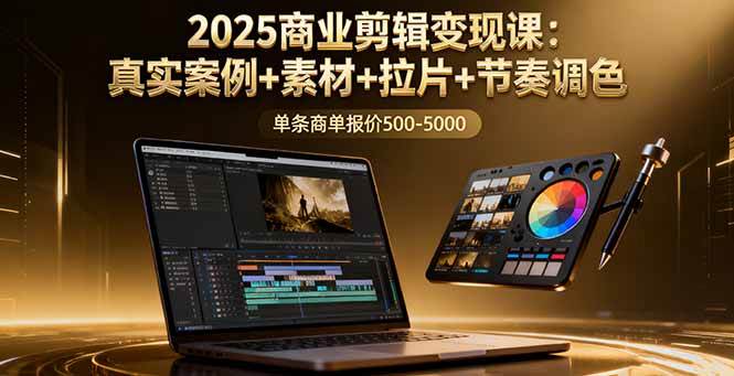 (16130期)2025商业剪辑变现课:真实案例+素材+拉片+节奏调色,单条商单报价500-5000-大可网创