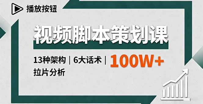 (16137期)视频脚本策划课,13种架构、6大话术、拉片分析,单条播放百万+-大可网创