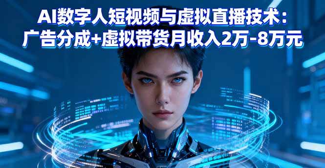 (16148期)AI数字人短视频与虚拟直播技术:广告分成+虚拟带货月收入2万-8万元-大可网创