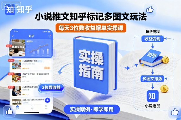 小说推文知乎标记多图文玩法,每天3位数收益爆单实操课-大可网创