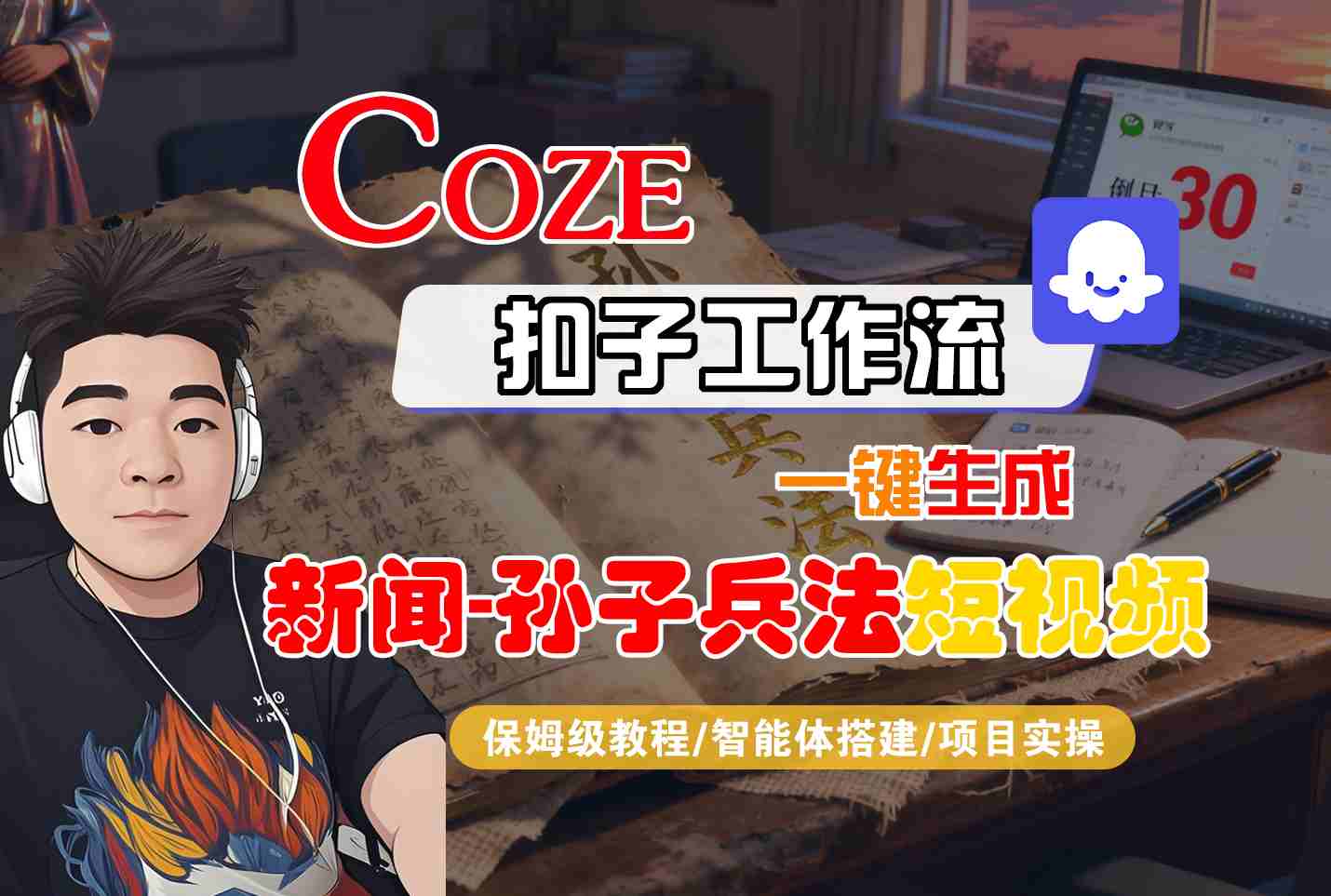 Coze扣子智能体工作流一键生成“新闻-孙子兵法“短视频,全流程保姆级教学-大可网创