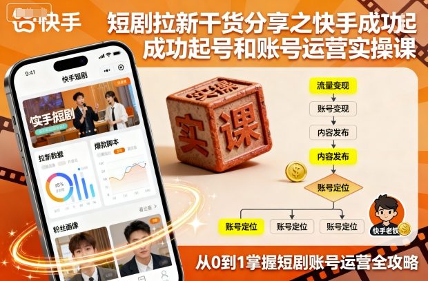 短剧拉新干货分享之快手成功起号和账号运营实操课-大可网创