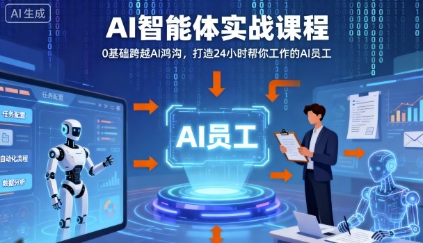 Ai智能体实战课程,0基础跨越Ai鸿沟,打造24小时帮你工作的Ai员工,打破常规,以实战定义Ai-大可网创